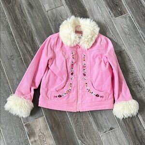 Gymboree Pink Corduroy Jacket with Floral Embroidery